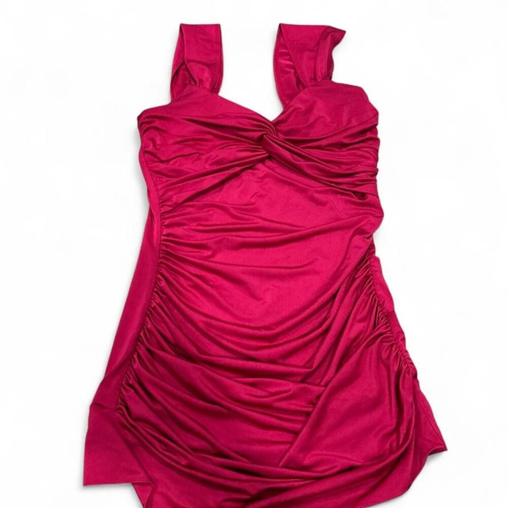 Vintage Twentyone Hot pink mini dress or long top with ruched details